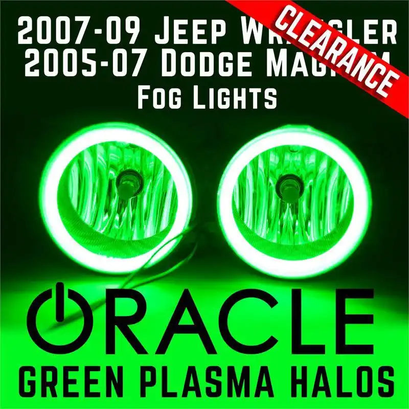 2007-09 Jeep Wrangler/2005-07 Magnum Fog Lights - ORACLE Green Plasma Halos