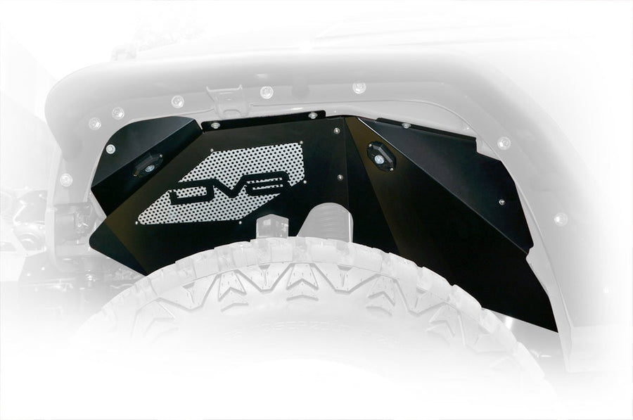 Jeep JK Front Inner Fenders With Rock Lights Black