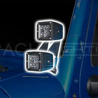 Jeep JK Dual Light Mounting Pillar Brackets + Lights Combo