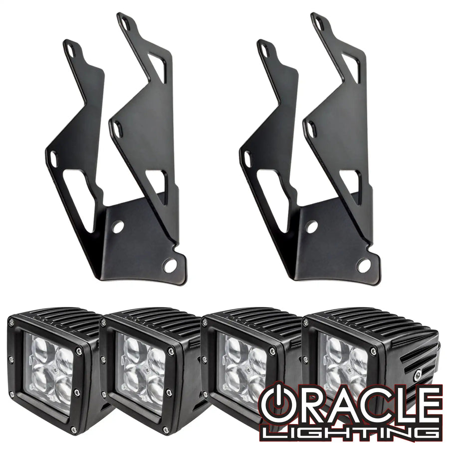 Jeep JK Dual Light Mounting Pillar Brackets + Lights Combo