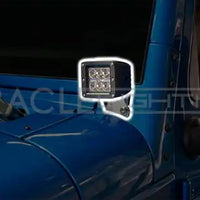 Jeep JK Single Light Mounting Pillar Brackets + Lights Combo