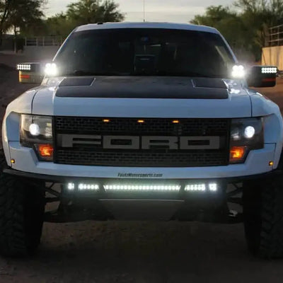 Front view of a Ford F-150 with LED Off-Road Side Mirrors installed.