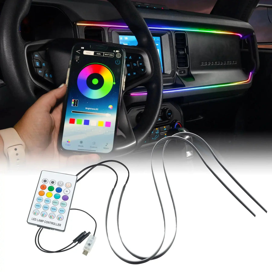 2021-2025 Ford Bronco Dynamic ColorSHIFT LED Dash Kit - USB Plug & Play Interior Lighting
