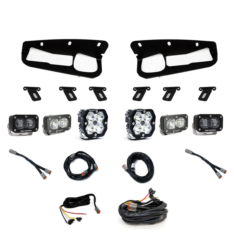 Squadron 2.0 Sport/S2 Sport/S2 Sae Sportman Fog Pocket Light Kit Ford 2021-27 Bronco 2022-24 Bronco Raptor w/ Steel Bumper Clear Upfitter Baja Designs