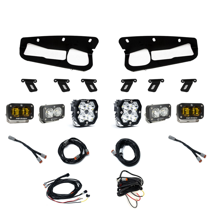 Squadron 2.0 Sport/S2 Sport/S2 Sae Sportman Fog Pocket Light Kit Ford 2021-27 Bronco 2022-24 Bronco Raptor w/ Steel Bumper Baja Amber Toggle Baja Designs