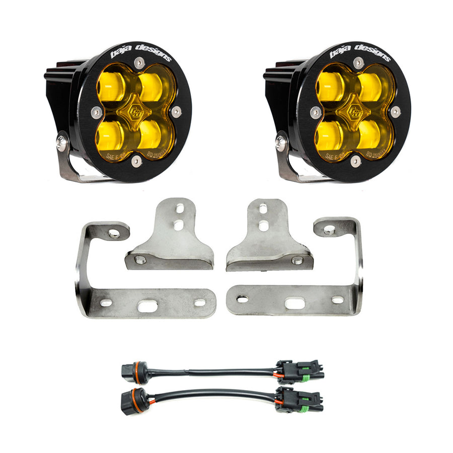 Jeep JL Fog Light Squadron-R SAE 18-Pres Wrangler JL Sport/Sport-S Fog Pocket Kit Baja Amber Baja Designs