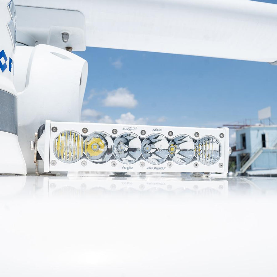 OnX6+ White Straight LED Light Bar (10 Inch; Driving/Combo; Clear) Baja Designs