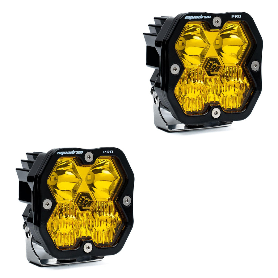 Squadron 2.0 Pro Black LED Auxiliary Light Pod Pair (No Harness) Universal Baja Amber Driving/Combo Baja Designs