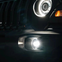 Front view of Oculus Headlights with white outer halo ring.