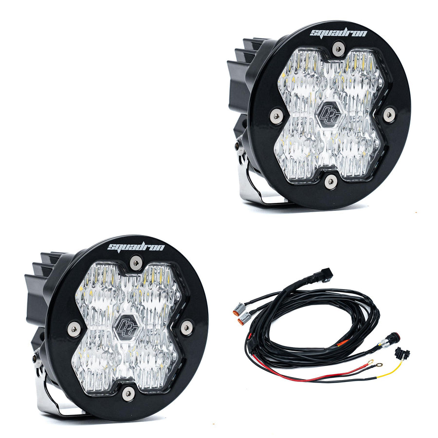 Squadron-R 2.0 Sport Black LED Auxiliary Light Pod Pair Universal Clear Wide Cornering Baja Designs