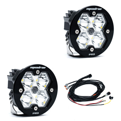 Squadron-R 2.0 Pro Black LED Auxiliary Light Pod Pair Universal Clear Spot Baja Designs