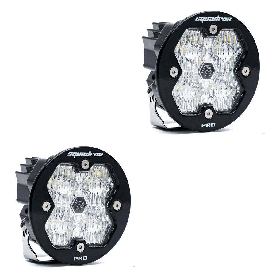 Squadron-R 2.0 Pro Black LED Auxiliary Light Pod Pair (No Harness) Universal Clear Wide Cornering Baja Designs