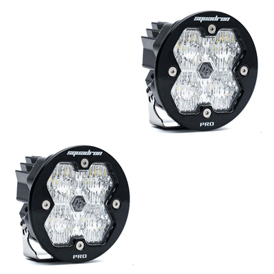 Squadron-R 2.0 Pro Black LED Auxiliary Light Pod Pair (No Harness) Universal Clear Wide Cornering Baja Designs