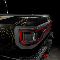 Rear view of Jeep Gladiator JT with Racetrack Tail Gate brake light on