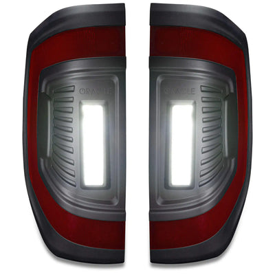 Front view of Flush Style LED Tail Lights for 2014-2021 Toyota Tundra with reverse lights on
