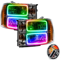 2007-2013 GMC Sierra Pre-Assembled Halo Headlights - (Square Ring Design)