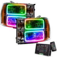2007-2013 GMC Sierra Pre-Assembled Halo Headlights - (Square Ring Design)
