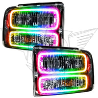 2005-2007 Ford F-250/F-350 Super Duty Pre-Assembled Halo Headlights - Chrome Housing