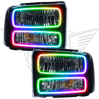 2005-2007 Ford F-250/F-350 Super Duty Pre-Assembled Halo Headlights - Black Housing