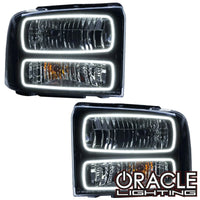 2005-2007 Ford F-250/F-350 Super Duty Pre-Assembled Halo Headlights - Black Housing