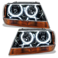 1999-2004 Jeep Grand Cherokee Pre-Assembled Halo Headlights-Black Housing