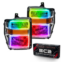 2008-2010 Ford F-250/F-350 Super Duty Pre-Assembled Halo Headlights - Chrome Housing