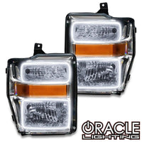 2008-2010 Ford F-250/F-350 Super Duty Pre-Assembled Halo Headlights - Chrome Housing