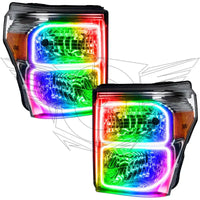 2011-2016 Ford F-250/F-350 Super Duty Pre-Assembled Halo Headlights - Chrome Housing