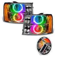 2007-2013 GMC Sierra Pre-Assembled Halo Headlights - Round Ring Design
