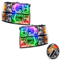 2007-2013 Chevrolet Silverado Pre-Assembled LED Square Style Halo Headlights - (Chrome Housing)