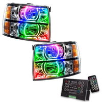 2007-2013 Chevrolet Silverado Pre-Assembled LED Square Style Halo Headlights - (Chrome Housing)