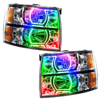 2007-2013 Chevrolet Silverado Pre-Assembled LED Square Style Halo Headlights - (Chrome Housing)