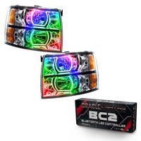 2007-2013 Chevrolet Silverado Pre-Assembled LED Square Style Halo Headlights - (Chrome Housing)