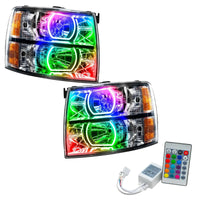 2007-2013 Chevrolet Silverado Pre-Assembled LED Square Style Halo Headlights - (Chrome Housing)