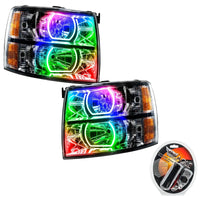 2007-2013 Chevrolet Silverado Pre-Assembled LED Square Style Halo Headlights - (Black Housing)
