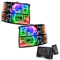2007-2013 Chevrolet Silverado Pre-Assembled LED Square Style Halo Headlights - (Black Housing)