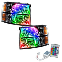 2007-2013 Chevrolet Silverado Pre-Assembled LED Square Style Halo Headlights - (Black Housing)
