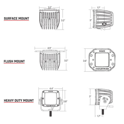 Rigid Industries Diffused Rear Facing High/Low Surface Mount Amber Pair D-Series Pro RIGID Industries