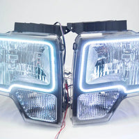 2009-14 Ford F-150 Headlights w/ ORACLE RGB ColorSHIFT Halo Kit + 1.0 ColorSHIFT Remote