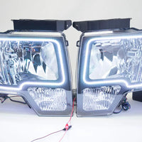 2009-14 Ford F-150 Headlights with ORACLE RGB ColorSHIFT Halos + ColorSHIFT RGB Remote