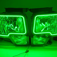 2009-14 Ford F-150 Headlights with ORACLE RGB ColorSHIFT Halos + ColorSHIFT RGB Remote