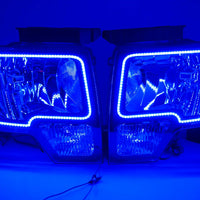 2009-14 Ford F-150 Headlights with ORACLE RGB ColorSHIFT Halos + ColorSHIFT RGB Remote