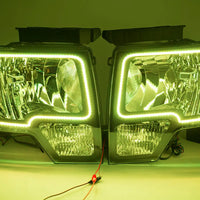 2009-14 Ford F-150 Headlights with ORACLE RGB ColorSHIFT Halos + ColorSHIFT RGB Remote