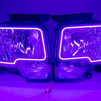 2009-14 Ford F-150 Headlights with ORACLE RGB ColorSHIFT Halos + ColorSHIFT RGB Remote