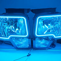 2009-14 Ford F-150 Headlights with ORACLE RGB ColorSHIFT Halos + ColorSHIFT RGB Remote