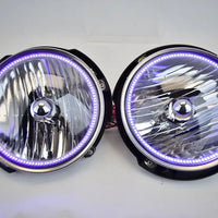 2007-16 Jeep Wrangler Headlights ORACLE with Ultraviolet Purple SMD Halos Installed