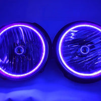 2007-16 Jeep Wrangler Headlights ORACLE with Ultraviolet Purple SMD Halos Installed