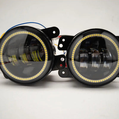 Jeep Wrangler Dodge Mopar LED Hi-Power Fog Lights + ORACLE White LED Halos