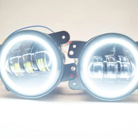 Jeep Wrangler Dodge Mopar LED Hi-Power Fog Lights + ORACLE White LED Halos