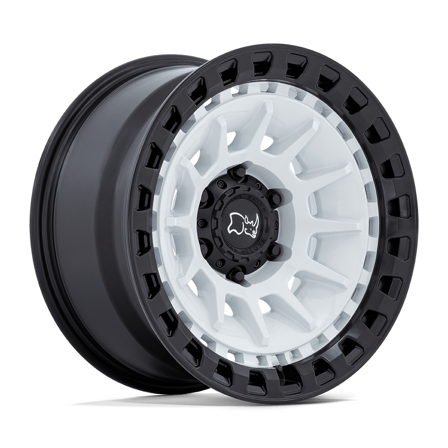 Black Rhino Hard Alloys BARRAGE Gloss White On Matte Black wheel
